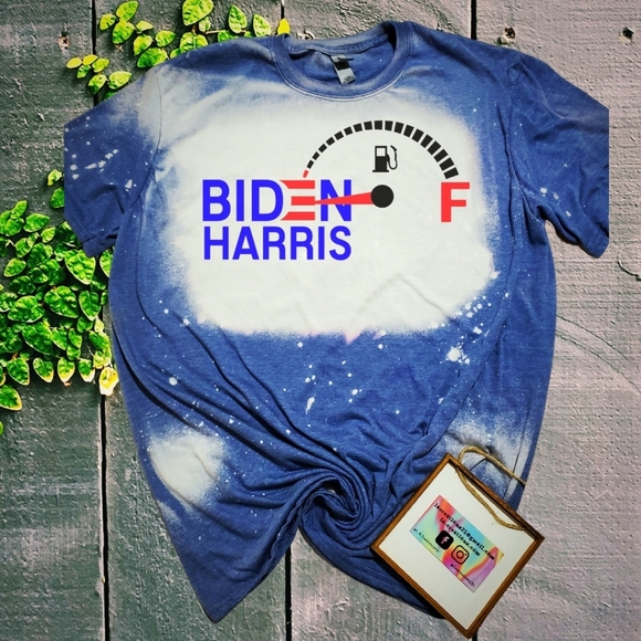 Biden Harris Running on Empty - Funny Bleached Tee - Picture 1 of 3